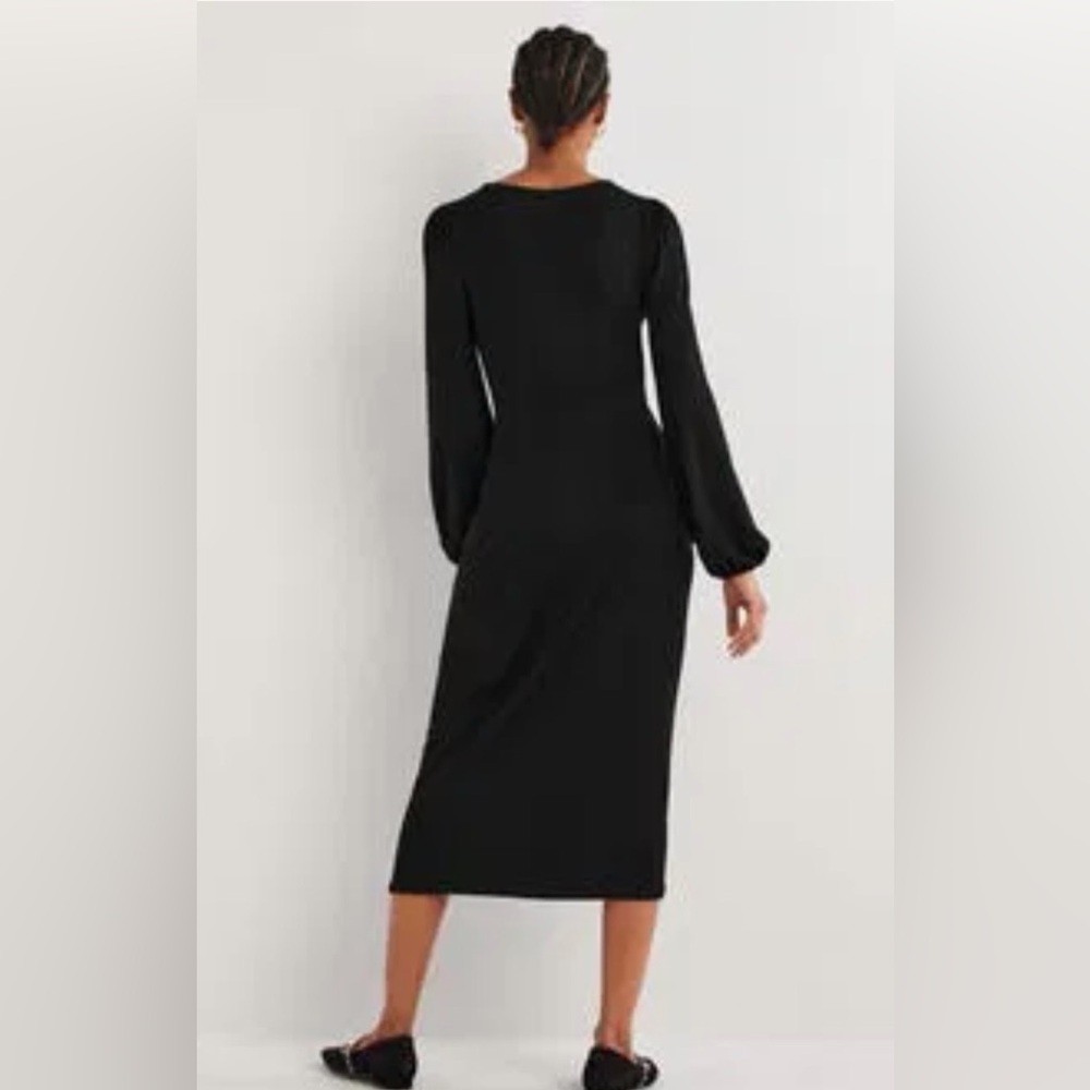 NEW Boden Women’s Knot Midi Dress 8R Twist Jersey Long Sleeve Black‎ 8 Stretch - Picture 4 of 9